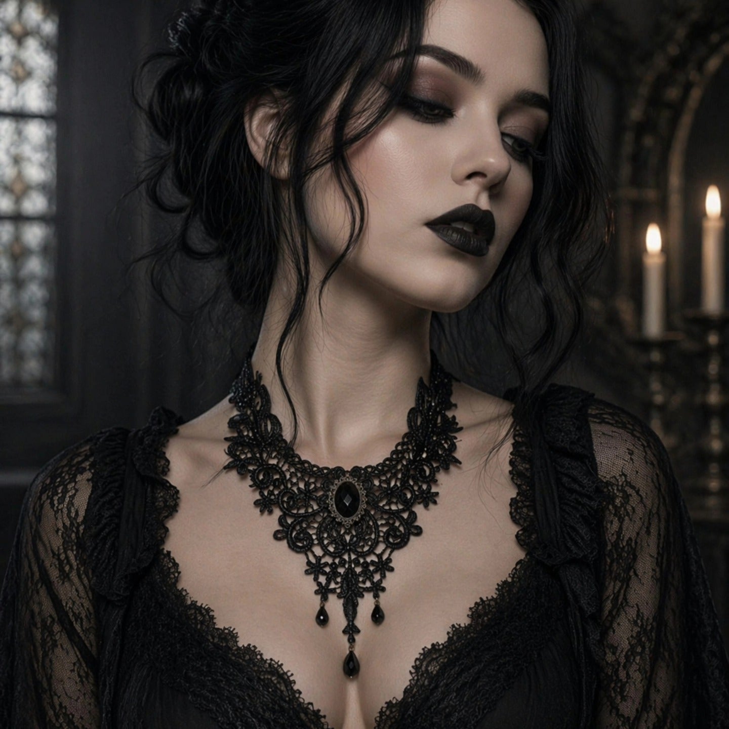 Collier choker 3 pendants