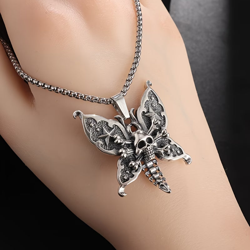 Collier papillon tête de mort