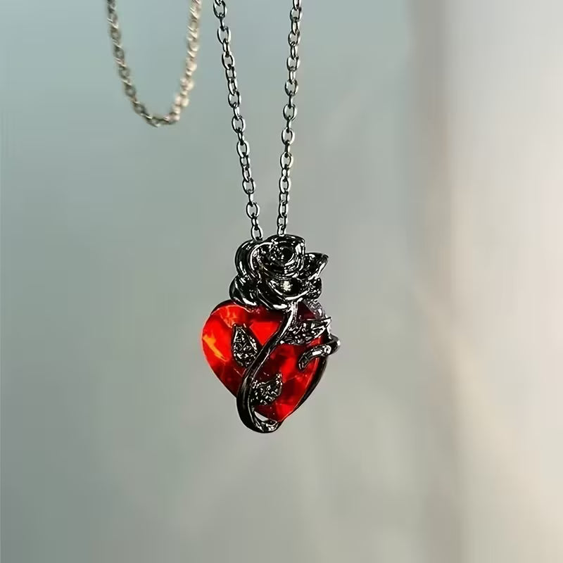 Collier fleur rose