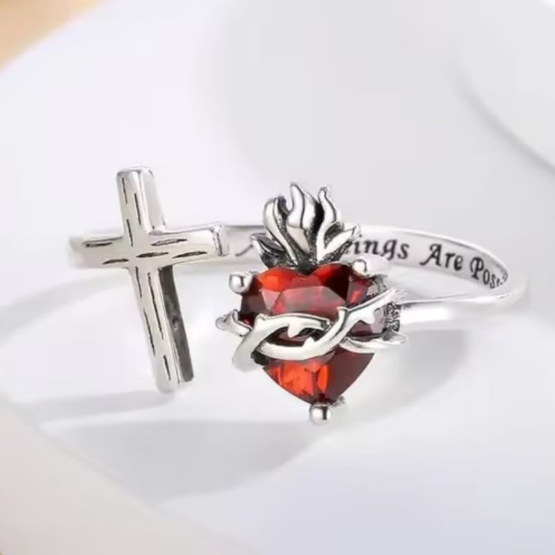 Bague croix ajustable