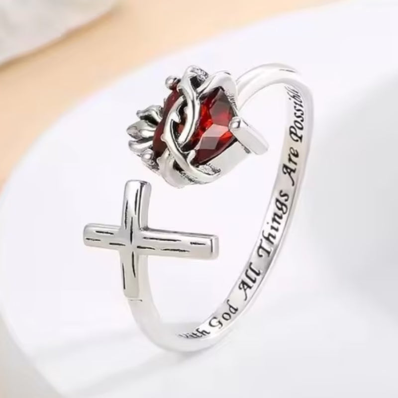 Bague croix ajustable