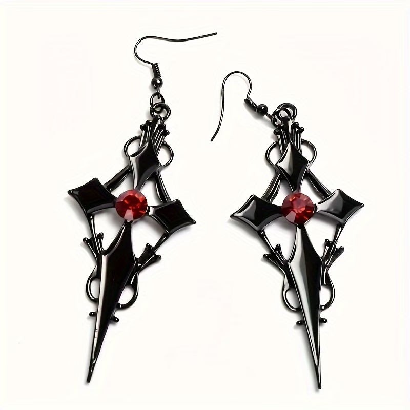 Boucles d'oreilles croix rouge