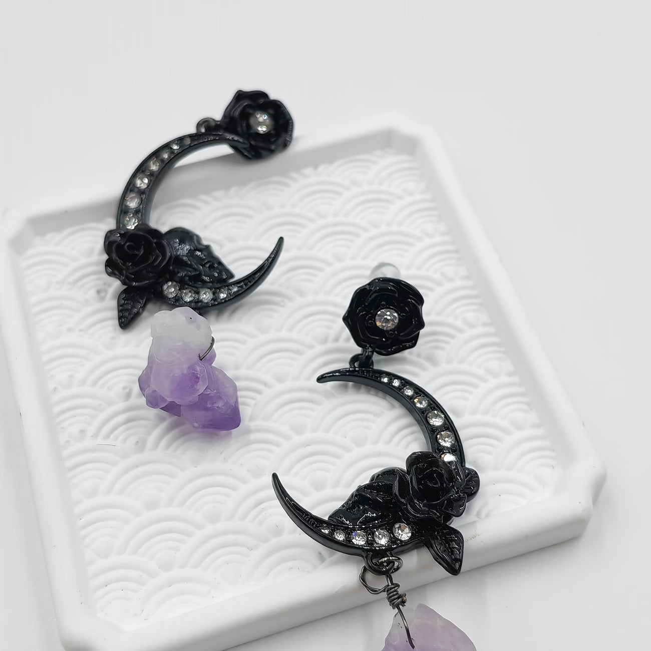 Boucles d'oreilles "rose noire"